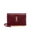 Saint Laurent Small Monogram Matelassé Leather Wallet-on-chain In Rouge Pink