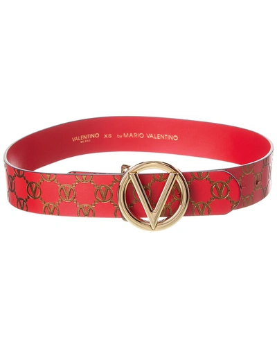 Valentino By Mario Valentino Giusy Monogram Leather Belt In Red
