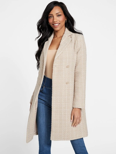 Guess Factory Zoe Double-breasted Coat In Beige