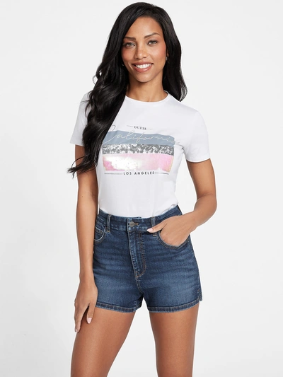 Guess Factory Ferny Embellished Tee In White