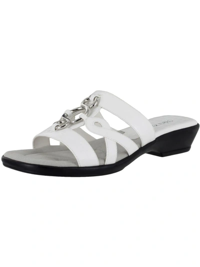 Easy Street Torrid Womens Faux Leather Strappy Slide Sandals In White