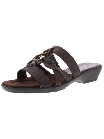 Easy Street Torrid Womens Faux Leather Strappy Slide Sandals In Brown
