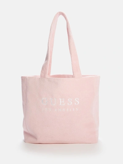Guess Factory Terry Cloth Logo Tote In Pink