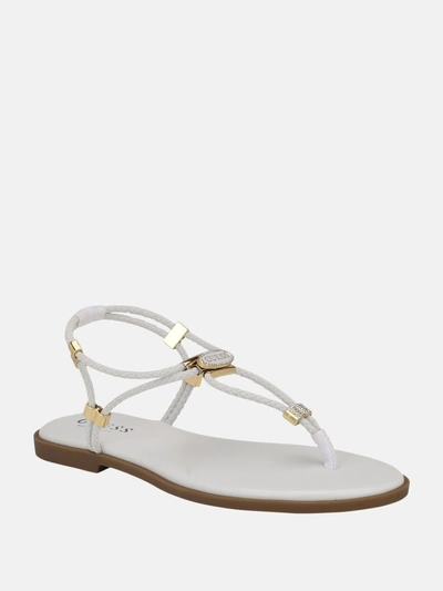 Guess Factory Casens Stretch Cord Backstrap Sandals In White