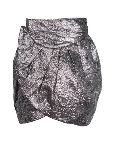 Isabel Marant Brocade Metallic Wrap Mini Skirt In Silver Wool Blend