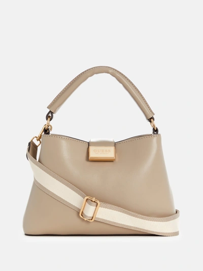 Guess Factory Stacy Small Satchel In Beige