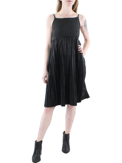 Gracia Womens Mixed Media Pleated Cocktail And Party Dress In Black