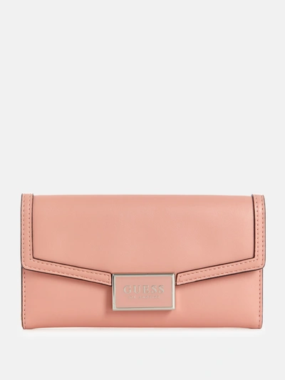 Guess Factory Stacy Slim Clutch Wallet In Pink