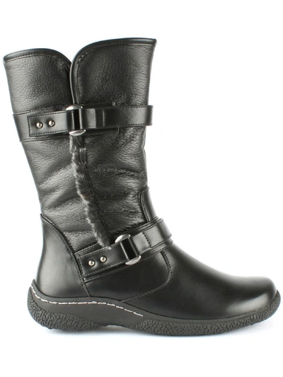 Wanderlust Gabi 2 Womens Faux Leather Faux Fur Lined Combat & Lace-up Boots In Black