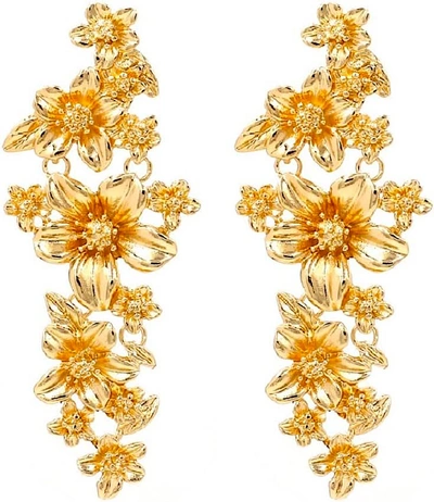 Liv Oliver 18k Gold Multi Flower Statement Earrings