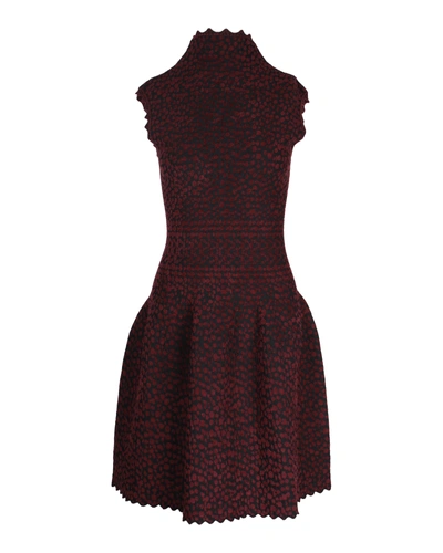 Alaïa Alaia Spotted Fit-and-flare Dress In Burgundy Viscose In Red