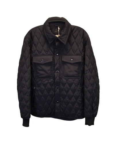 Tom Ford Leather-trimmed Quilted Shell Jacket In Black Polyester
