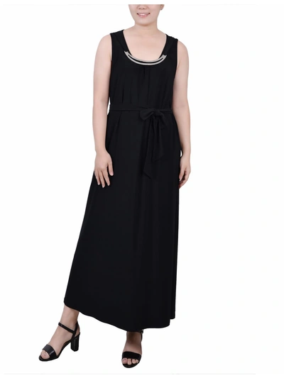 Ny Collection Petites Womens Embellished Long Maxi Dress In Black