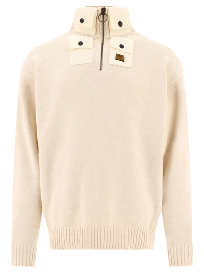 Kapital "8 G" Half Zip Sweater In Beige