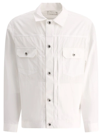 Sacai Long Sleeved Thomas Mason Shirt In White