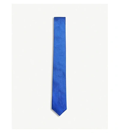 Paul Smith Solid Silk Tie In Cobalt Blue