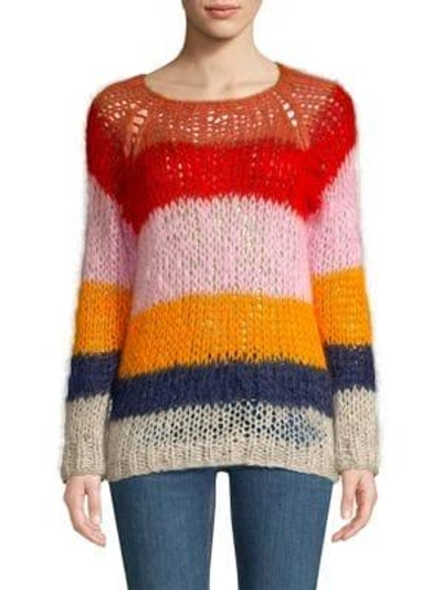 Maiami Mohair Multicolored Stripe Sweater In Copper Collar