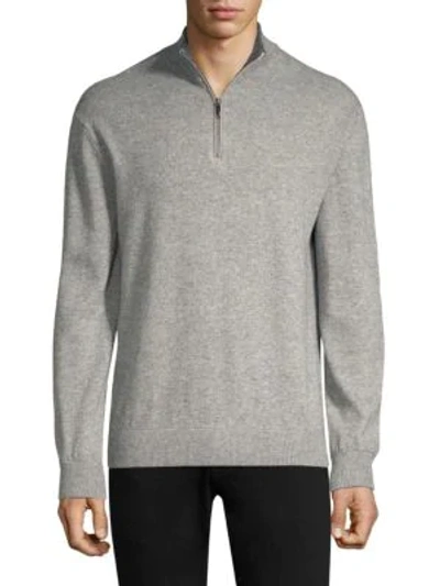 Greyson Sebonack Wool & Cashmere Quarter-zip Sweater In Light Grey