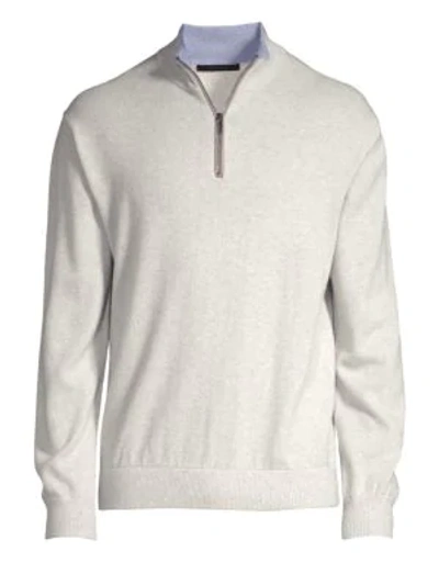 Greyson Sebonack Wool & Cashmere Quarter-zip Sweater In Taupe