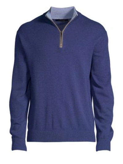 Greyson Sebonack Wool & Cashmere Quarter-zip Sweater In Twilight