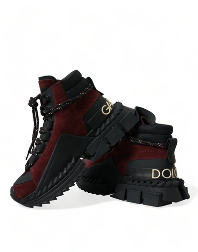 Dolce & Gabbana Burgundy Super King High Top Men Sneakers Shoes