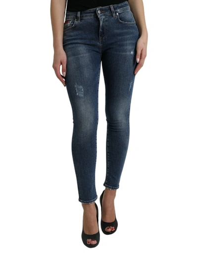 Dolce & Gabbana Dark Blue Washed Skinny Mid Waist Denim Jeans