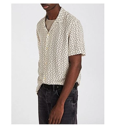 Allsaints Notes Woven Short-sleeved Shirt In Ecru White