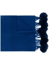 N•peal N.peal Fur Bobble Woven Scarf - Blue
