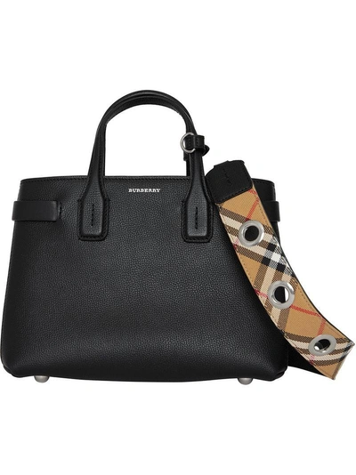 Burberry The Small Banner In Grainy Leather - Black