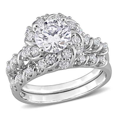 Mimi & Max 1 7/8ct Dew Created Moissanite Halo Bridal Ring Set In Sterling Silver