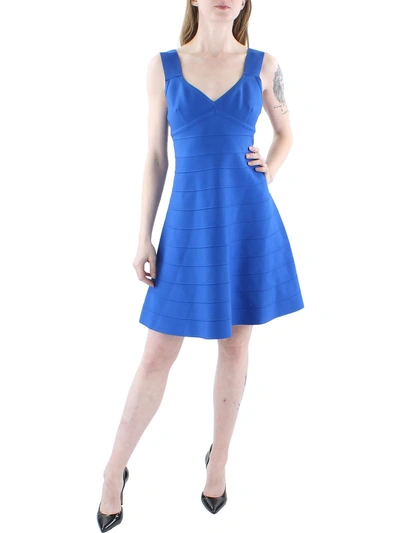Bebe Womens Summer Bandage Fit & Flare Dress In Blue