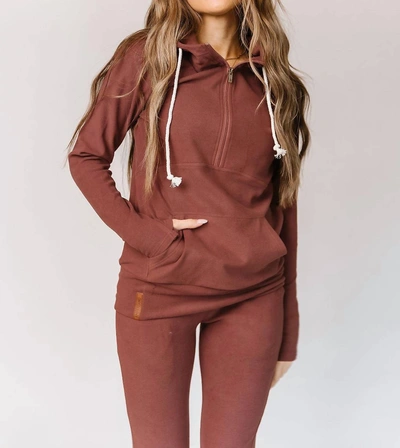 Ampersand Ave Performance Fleece Halfzip Sweatshirt In Mahogany In Brown