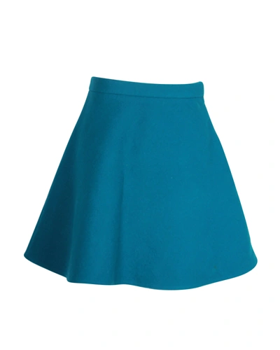 Miu Miu A-line Mini Skirt In Teal Wool In Blue