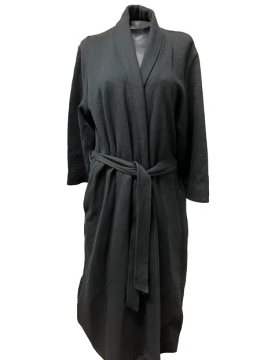 Carole Hochman Waffle Long Wrap Robe In Black