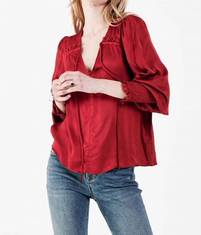Dear John Denim Amelia Ruched Long Sleeve Top In Barbados In Multi