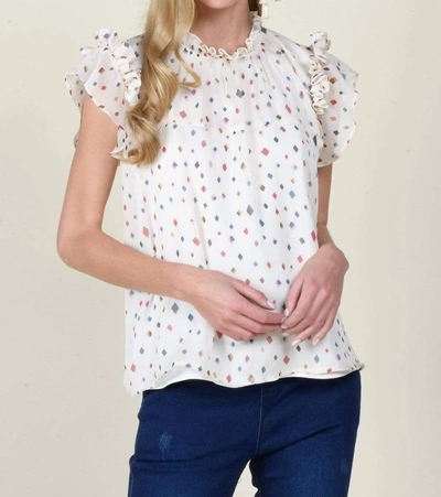 Eva Franco Heidi Chiffon Top In Funfetti Print In White