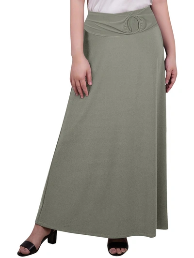 Ny Collection Petites Womens Jersey Long Maxi Skirt In Grey