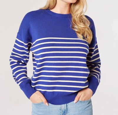 Apricot Crew Neck Striped Sweater In Cobalt In Blue