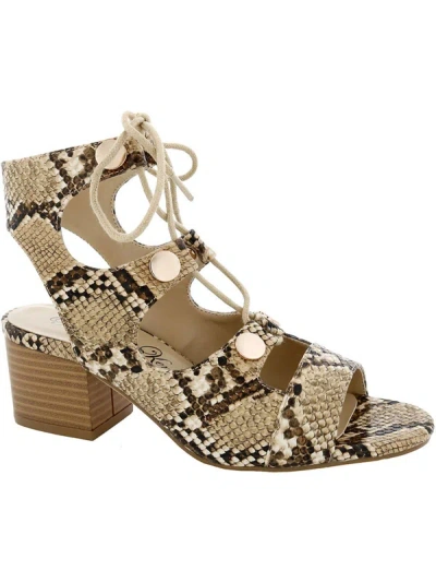 Penny Loves Kenny Serge Womens Open Toe Snake Print Block Heels In Multi