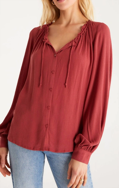 Z Supply Adella Long Sleeve Top In Rouge In Red