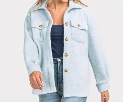 Southern Shirt Company Feather Knit Shacket In Vapor In Blue