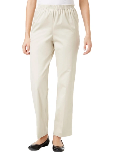 Alfred Dunner Womens Twill High Rise Ankle Pants In Beige