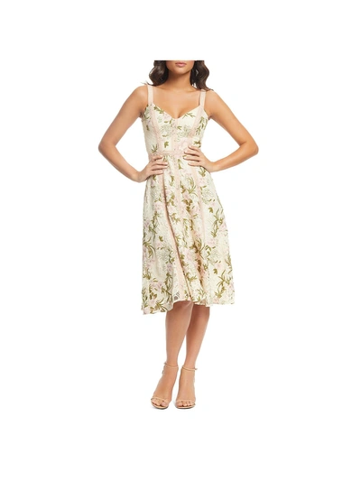 Dress The Population Carmen Womens Lace Floral Party Dress In Beige