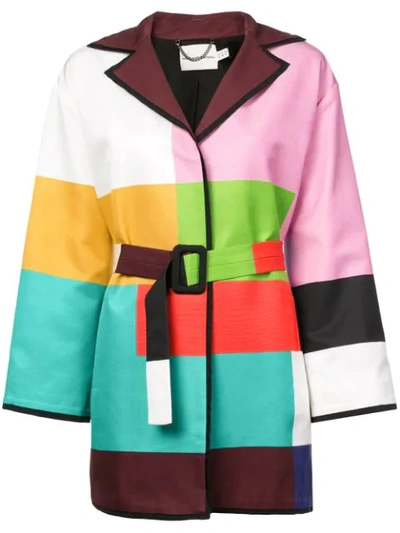Mary Katrantzou Color-block Belted Coat - Multicolour