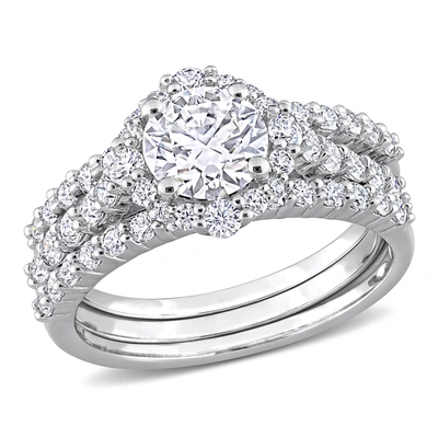 Mimi & Max 2ct Dew Created Moissanite Halo Bridal Ring Set In Sterling Silver
