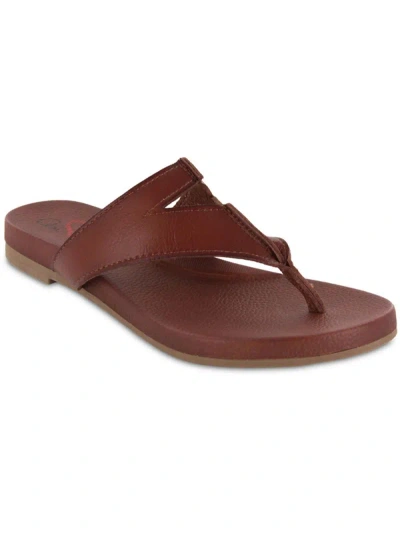 Amore Patriciaa Womens Faux Leather Flats Thong Sandals In Brown