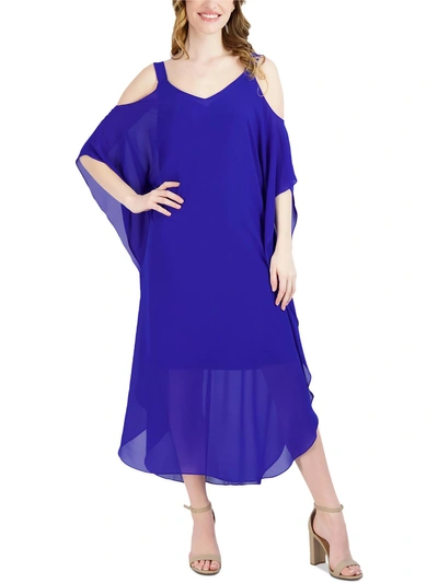 Robbie Bee Womens Chiffon Long Maxi Dress In Blue