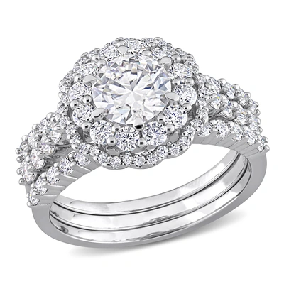 Mimi & Max 2ct Dew Created Moissanite Halo Bridal Ring Set In Sterling Silver