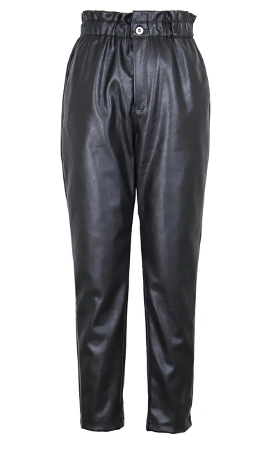 Lucy Paris Leo Vegan Leather Pants In Black In Grey