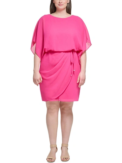 Jessica Howard Plus Womens Office Short Wear To Work Dress In Pink